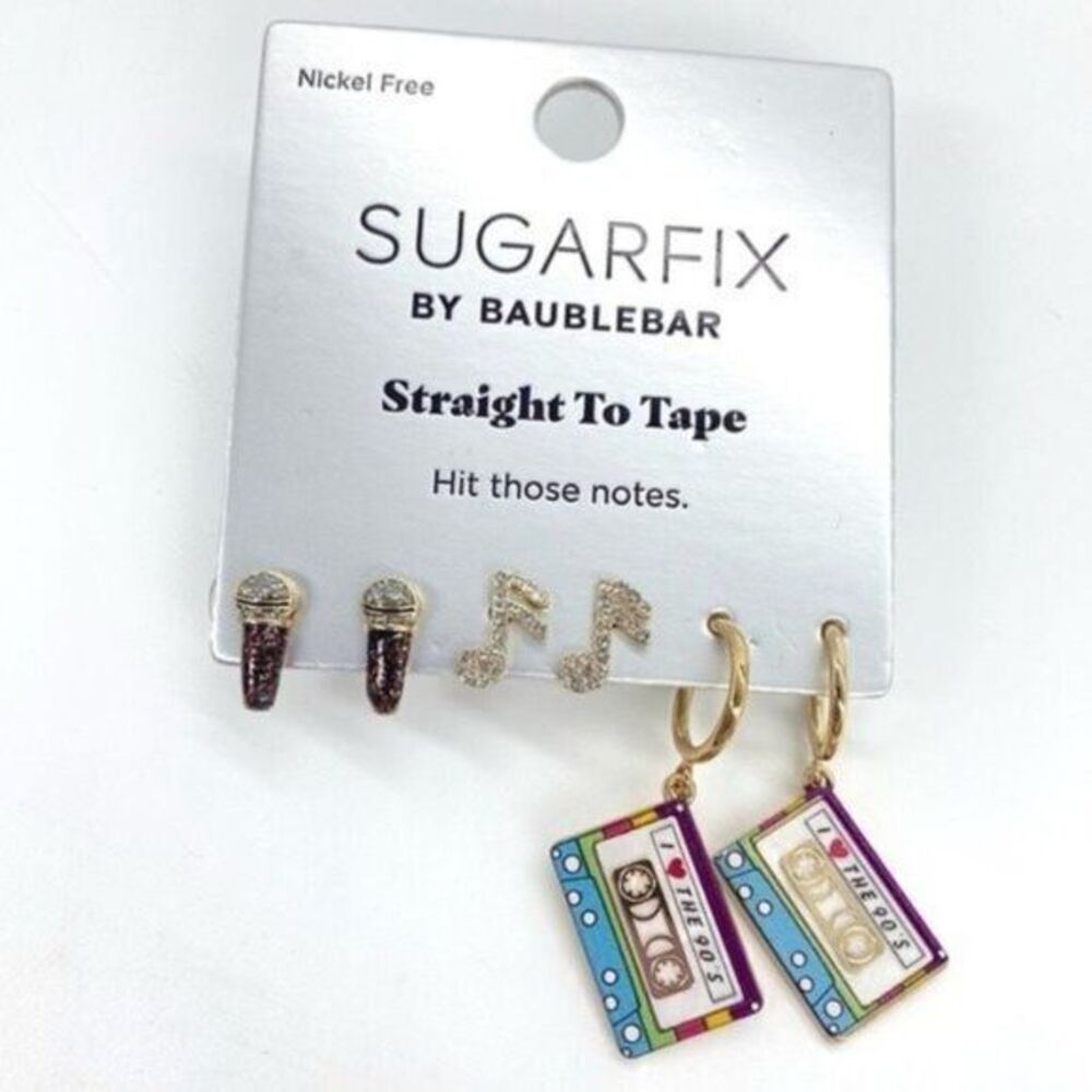 Sugarfix by BaubleBar Straight To Tape Earrings Microphones, Cassette Tapes New